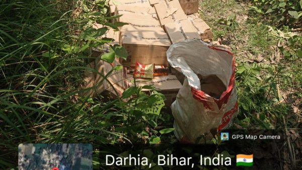 चकमेहसी थाना क्षेत्र में भारी मात्रा में विदेशी शराब बरामद